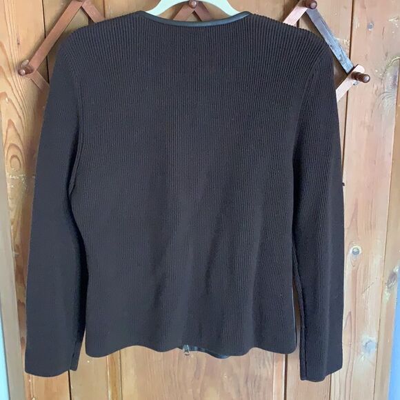 Classiques Entier brown ribbed wool leather panel jacket - Picture 6 of 9